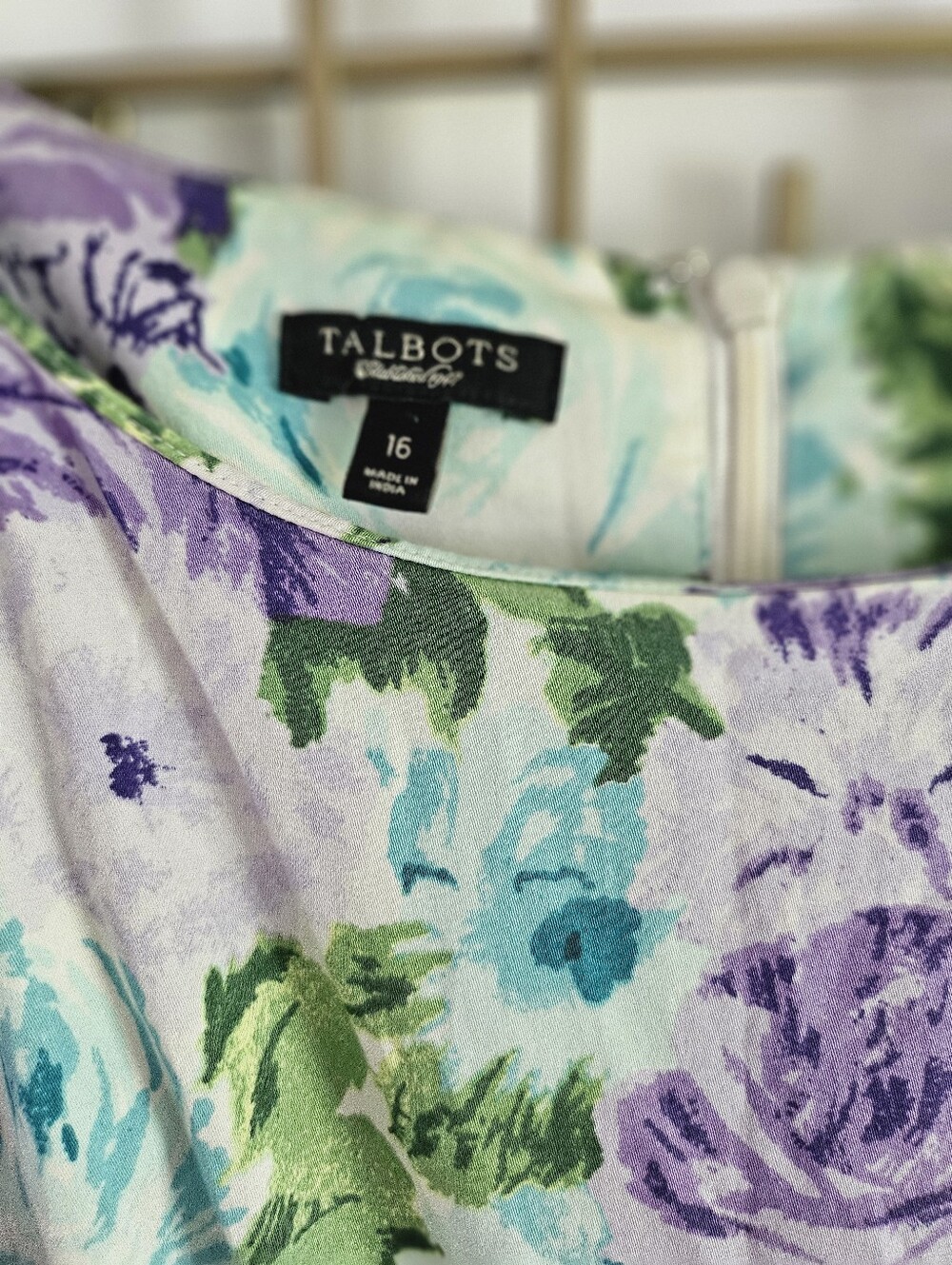 16- Talbots-  Floral Midi Dress in Purple, Teal & Green - Picture 3 of 8